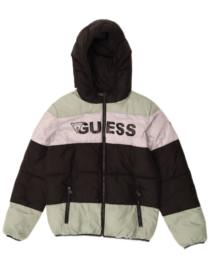 Guess wattierte Mädchenjacke mit Kapuze, 13–14 Jahre, mehrfarbig, Farbblock