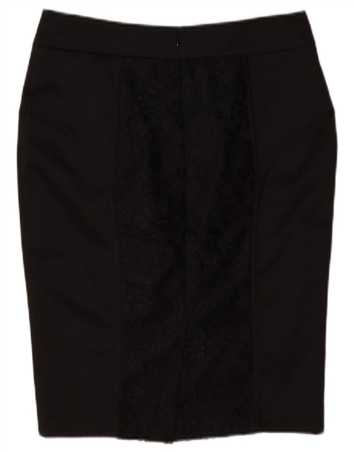 Dunnes Damen Bleistiftrock UK 8 Small W26 Schwarz geblümtes Polyester