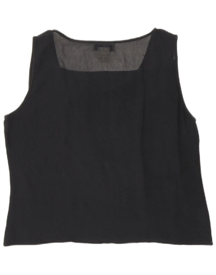 Genny Damen Crop Ärmelloses Blusenoberteil UK 12 Mittelschwarze Seide