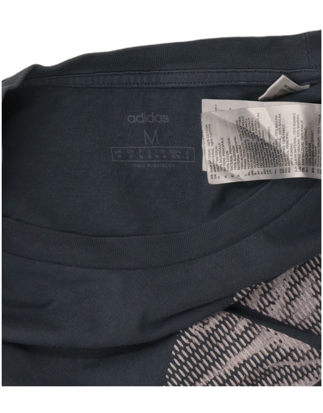 Adidas Herren Grafik-T-Shirt aus mittelblauer Baumwolle