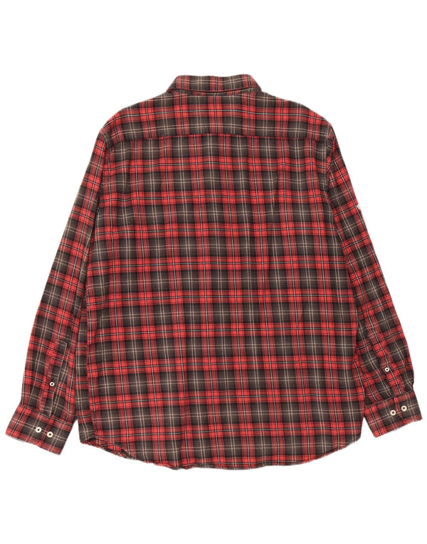 CARRERA Herren-Flanellhemd mit normaler Passform, 2XL, rot kariert, Baumwolle