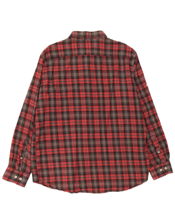 CARRERA Herren-Flanellhemd mit normaler Passform, 2XL, rot kariert, Baumwolle