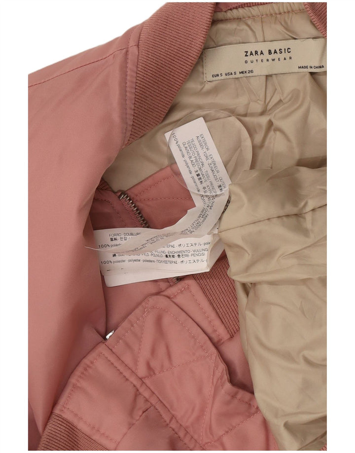 Zara Damen Crop Übergroße Bomberjacke UK 10 Small Rosa Polyamid