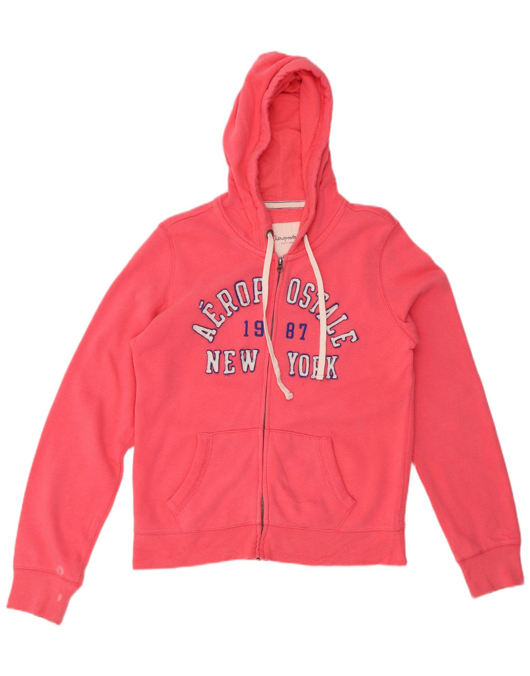 AEROPOSTALE Womens Graphic Zip Hoodie Sweater UK 16 Large Rosa Baumwolle