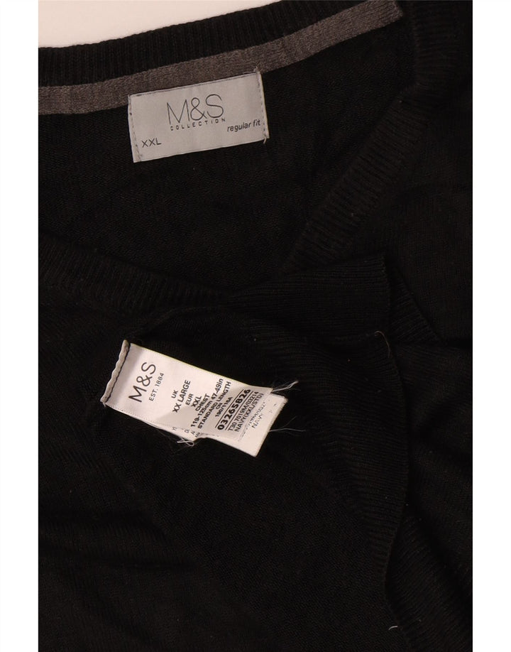 Marks & Spencer Herren-Pullover, reguläre Passform, V-Ausschnitt, 2XL, Schwarz, Acryl