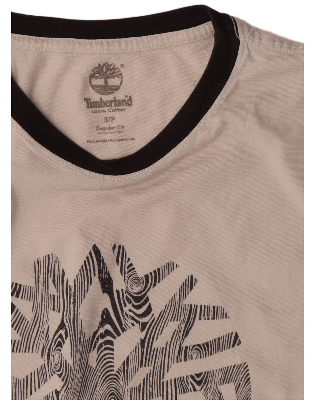 Timberland Herren-T-Shirt mit normaler Passform, Grafik, Größe S, weiße Baumwolle
