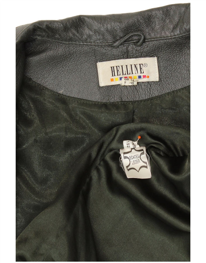 HELLINE Damen Lederjacke UK 14 Mittelgrünes Leder