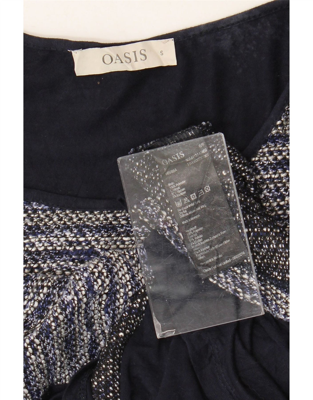Oasis Damen Top Langarm UK 10 Small Marineblau gestreift Polyester