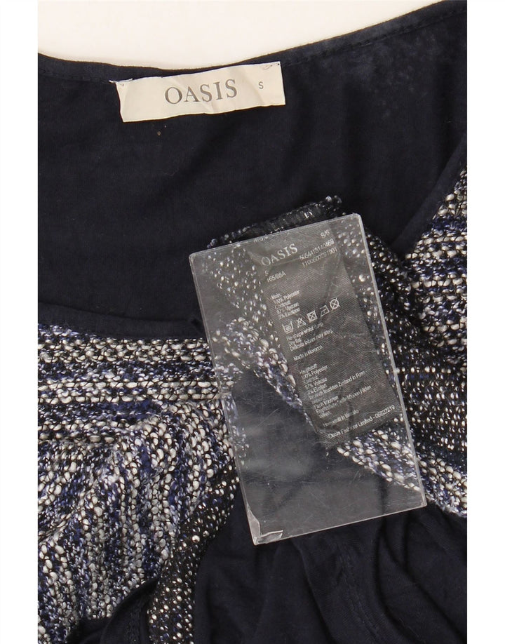 Oasis Damen Top Langarm UK 10 Small Marineblau gestreift Polyester