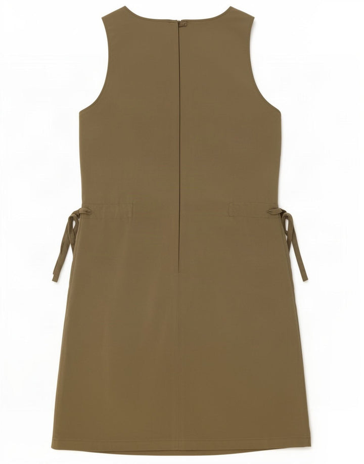 Trussardi Damen Ärmelloses Etuikleid IT 42 Medium Khaki Polyester