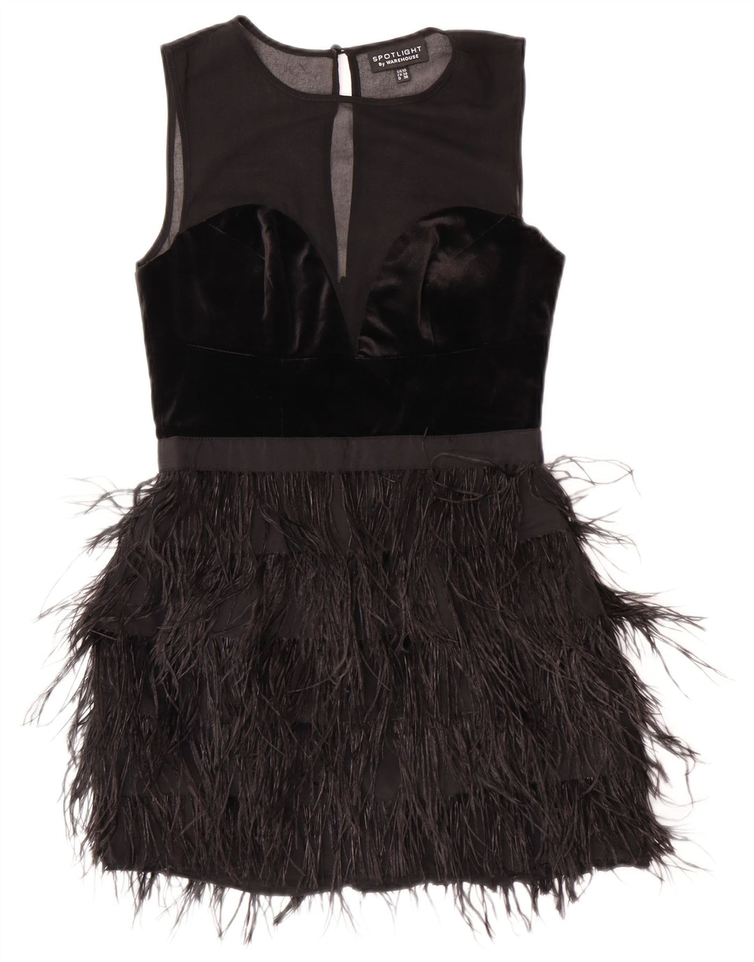 Warehouse Ärmelloses Charleston-Kleid für Damen, UK 10, Größe S, Schwarz, Polyester