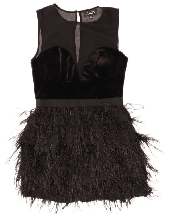 Warehouse Ärmelloses Charleston-Kleid für Damen, UK 10, Größe S, Schwarz, Polyester