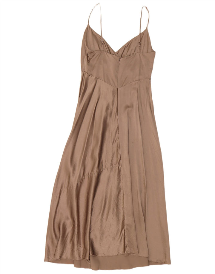 Jigsaw Damen Slip-Kleid UK 8 Small Braune Seide