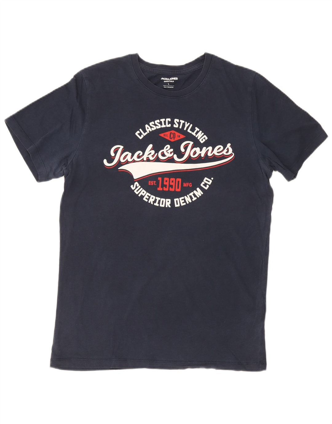 Jack & Jones Herren-T-Shirt mit Grafik, groß, marineblau, Baumwolle