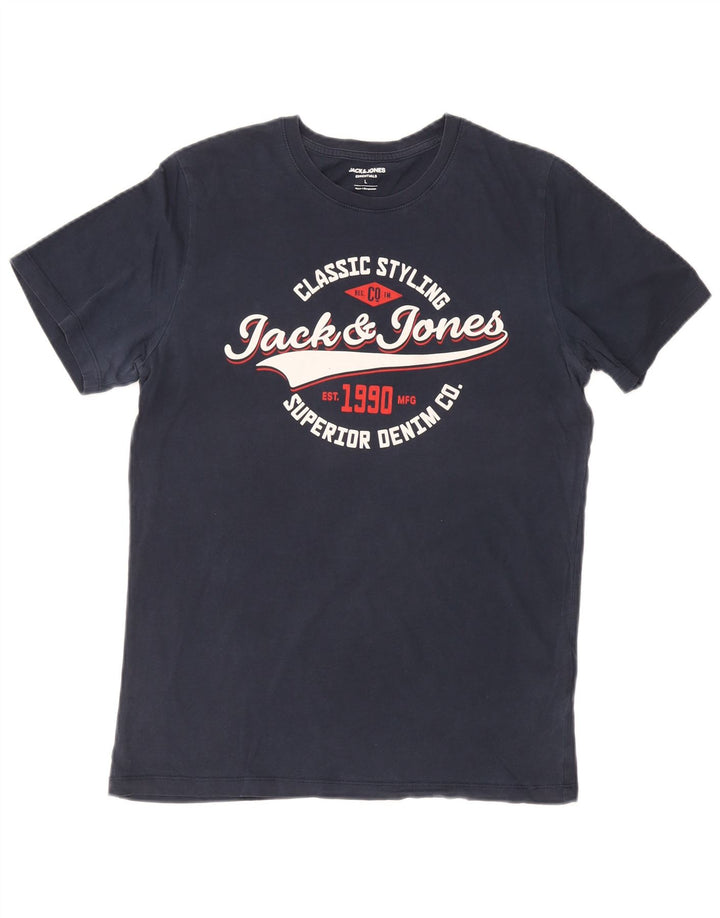 Jack & Jones Herren-T-Shirt mit Grafik, groß, marineblau, Baumwolle