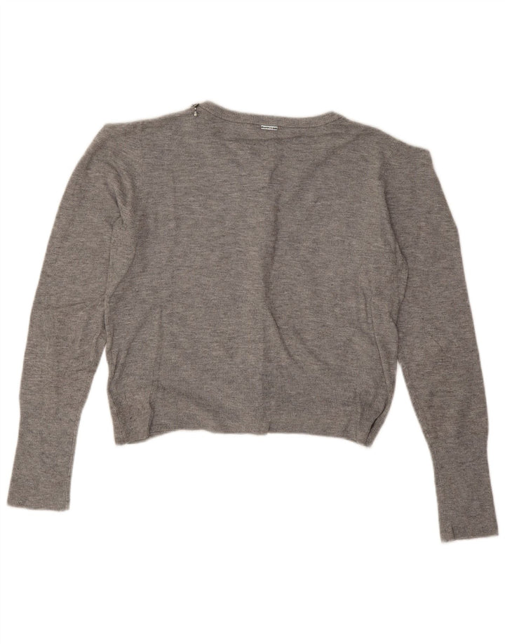 Liu Jo Damen Crop Cardigan Pullover UK 12 Mittelgrau