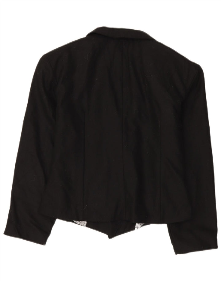 Vintage Damen Zweireihige Blazerjacke UK 14 Mittelschwarze Wolle