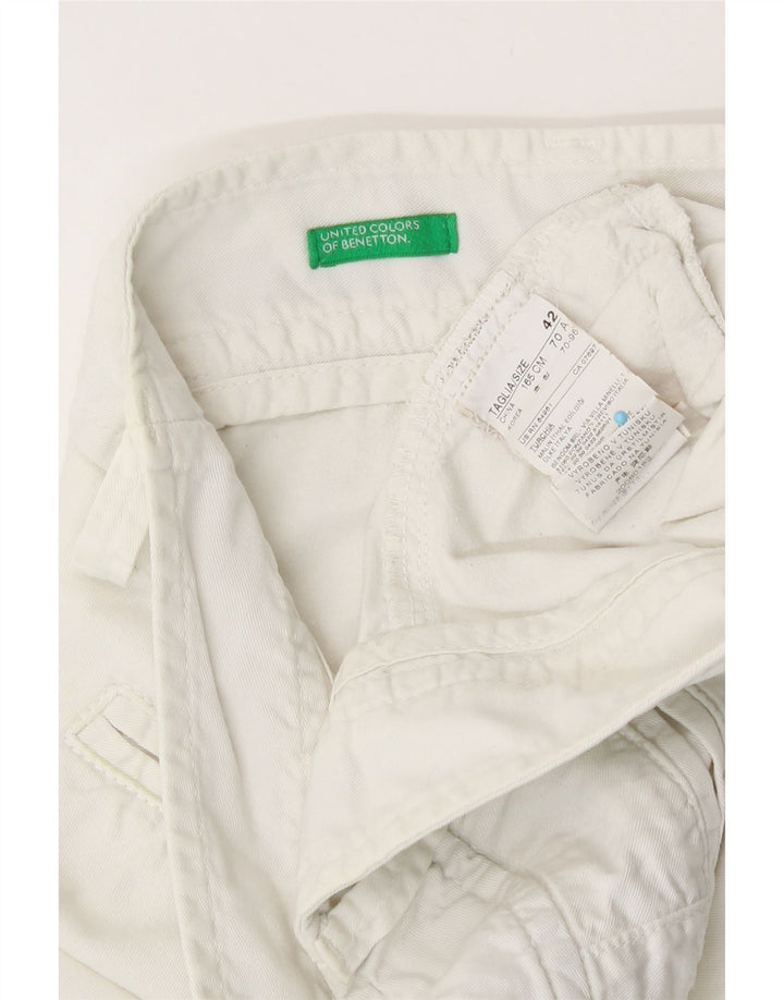 Benetton Damen Chinoshorts IT 42 Medium W30 Weiße Baumwolle