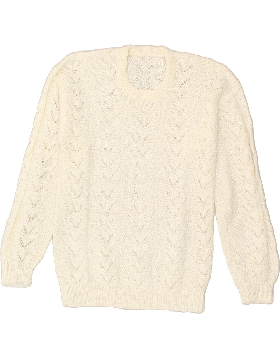 VINTAGE Womens Crew Neck Jumper Sweater UK 12 Medium White | Vintage Vintage | Thrift | Second-Hand Vintage | Used Clothing | Messina Hembry 