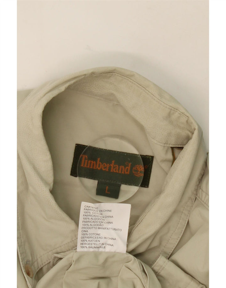 TIMBERLAND Mens Short Sleeve Shirt Large Green Cotton Vintage Timberland and Second-Hand Timberland from Messina Hembry 