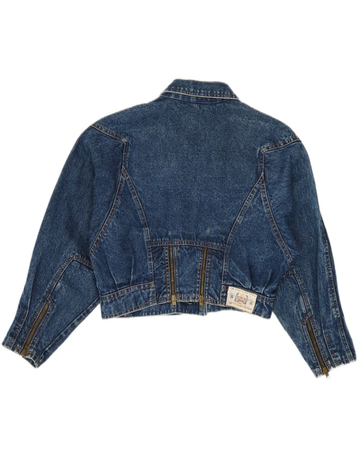 Rifle Womens Crop Denim Jacke UK 14 Mittelblaue Baumwolle