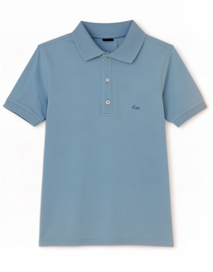 Lee Herren-Poloshirt aus mittelblauer Baumwolle