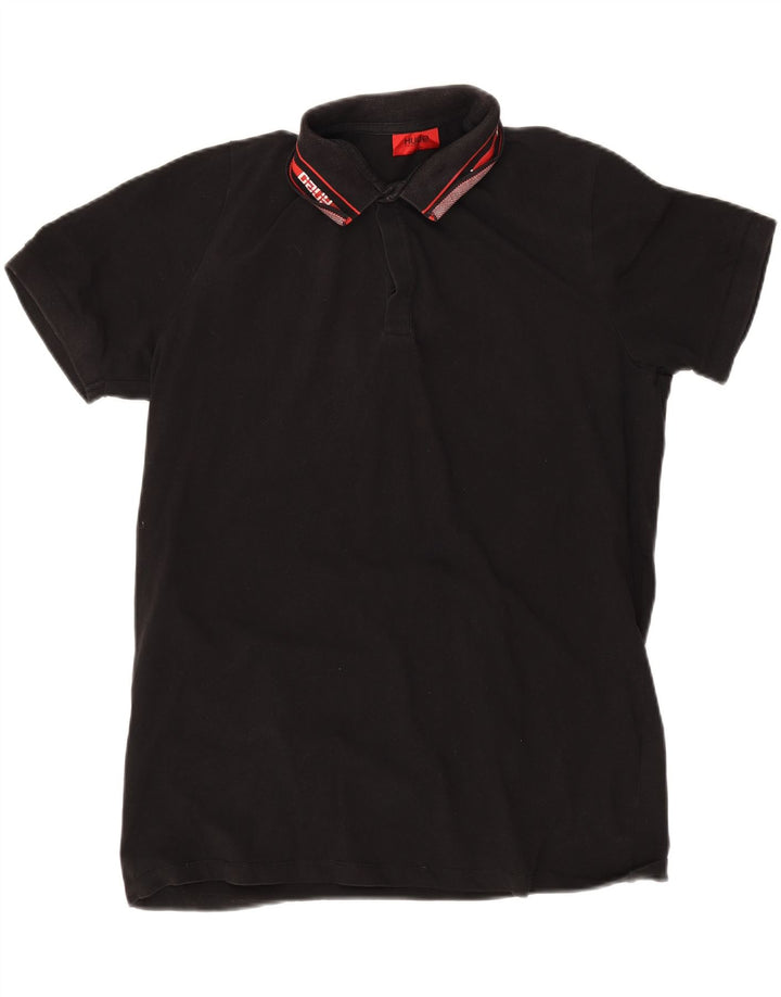 Hugo Boss Herren-Poloshirt, groß, schwarz gestreift, Baumwolle