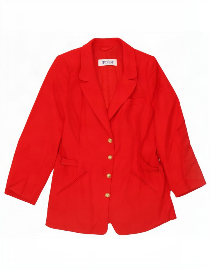 Vintage Damen 4-Knopf-Blazerjacke UK 14 Mittelrot