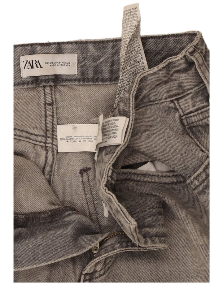 Zara Damen-Jeans mit weitem Bein, EU 38, mittelgroß, W28, L33, graue Baumwolle
