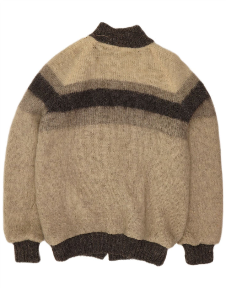 Alafoss Icewool Herren Strick-Bomberjacke UK 40 Large Grau Colourblock Winter