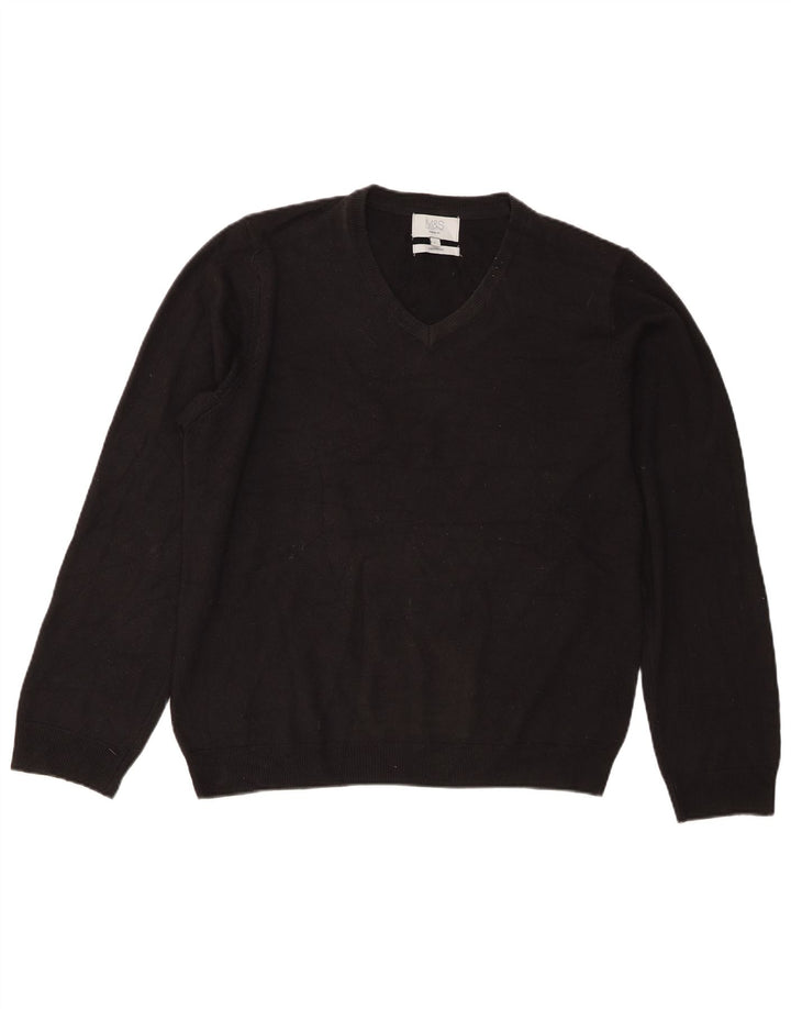 Marks & Spencer Herren-Pullover mit normaler Passform und V-Ausschnitt, Größe L, aus schwarzem Acryl