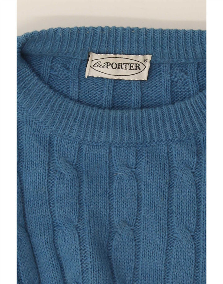Vintage Herren Pullover mit Rundhalsausschnitt, Größe L, Blau