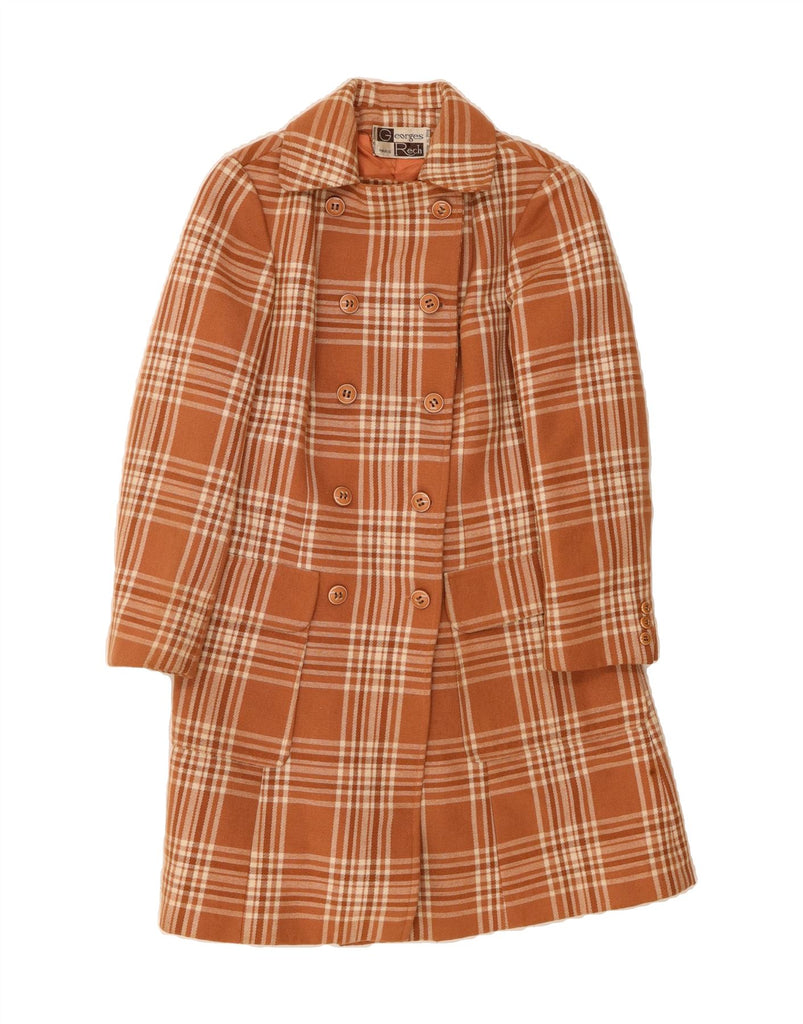 GEORGES RECH Womens Double Breasted Coat UK 10 Small Brown Check Vintage Georges Rech and Second-Hand Georges Rech from Messina Hembry 