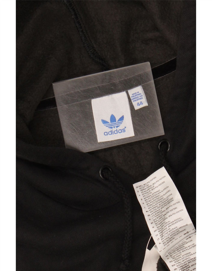 ADIDAS Womens Graphic Hoodie Jumper IT 44 Medium Black Polyester