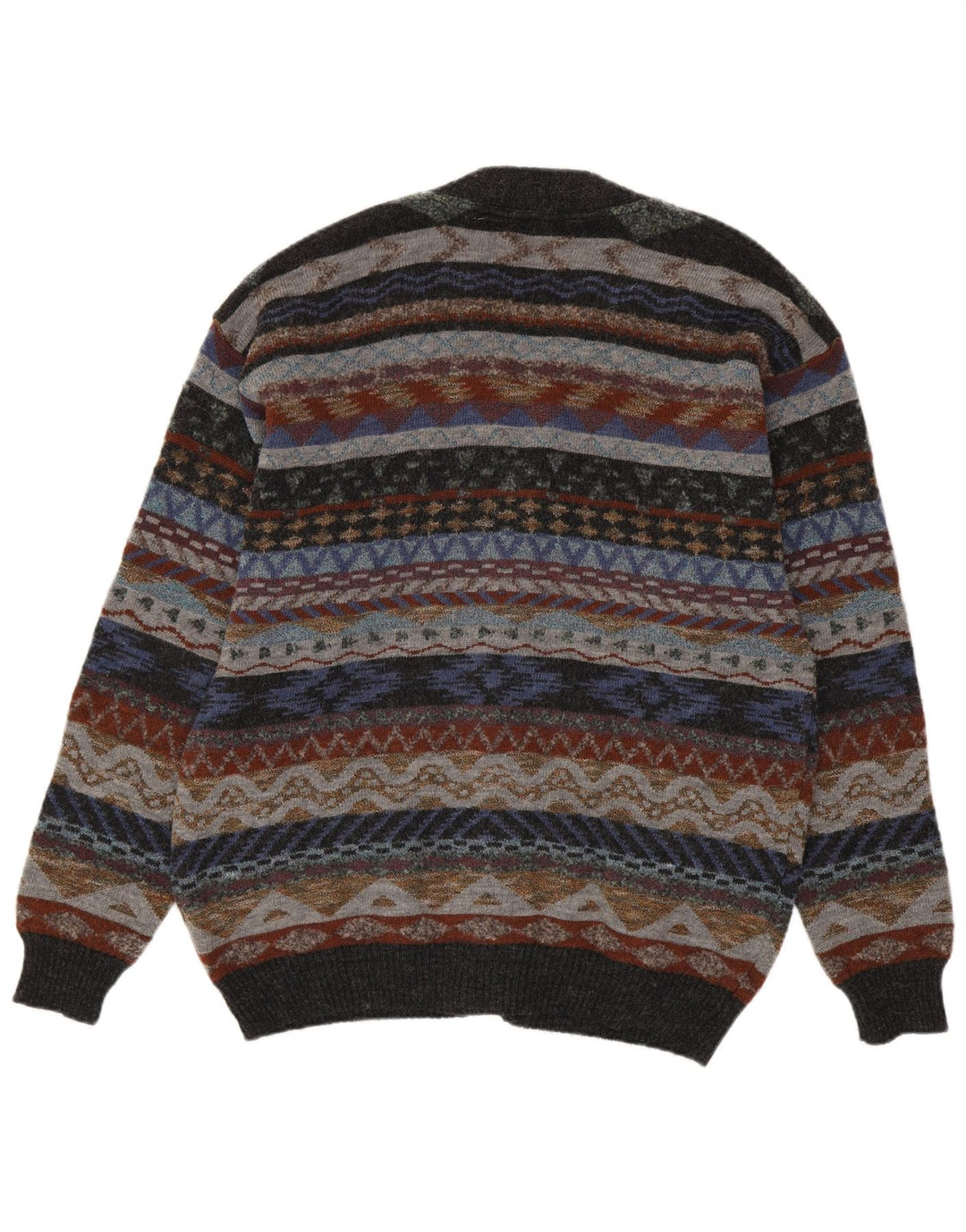 COMPASS CARD Herren-Strickjacke IT 52 Große graue geometrische Wolle