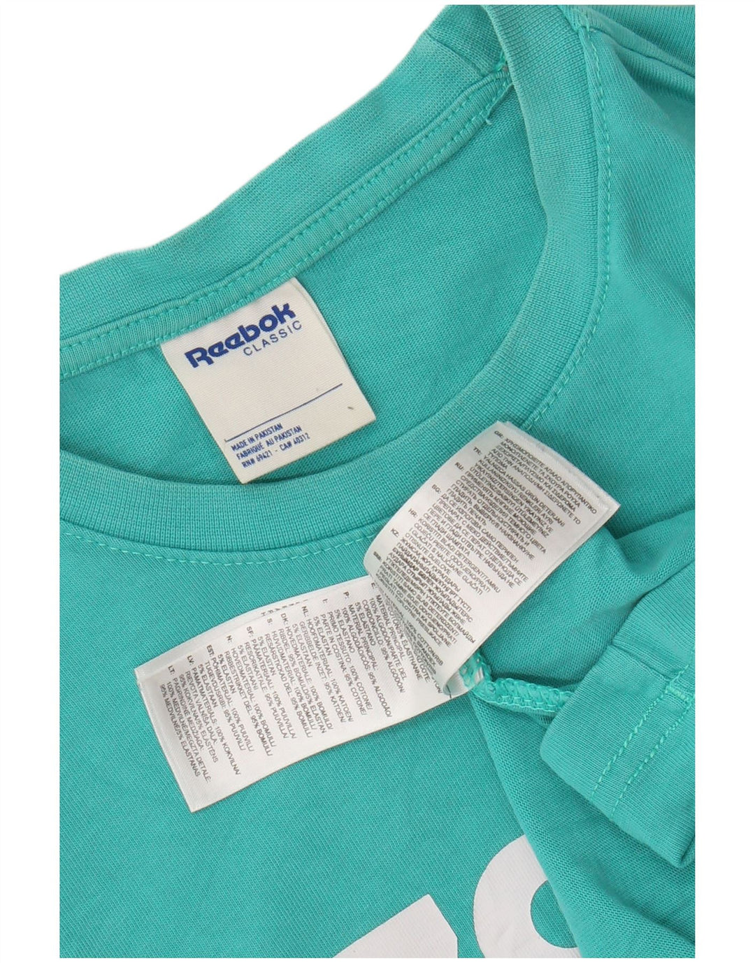 REEBOK Herren-T-Shirt mit klassischer Grafik, mitteltürkisfarbene Baumwolle