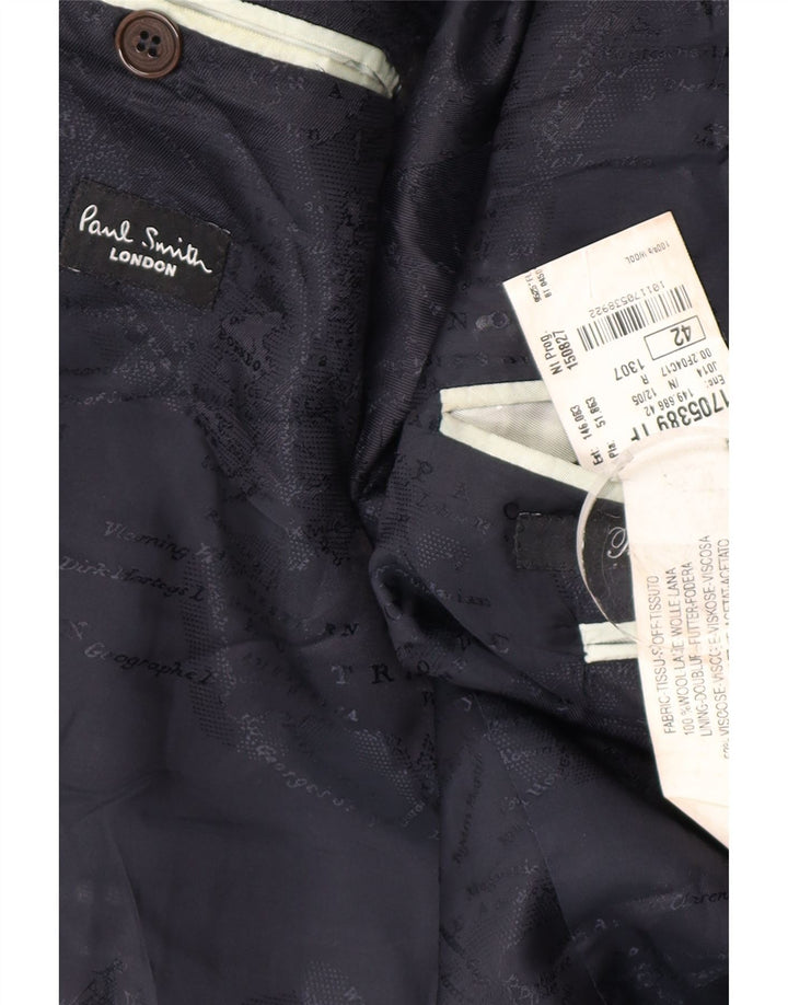 Paul Smith Herren 2-Knopf-Blazerjacke UK 42 XL Marineblaue Nadelstreifenwolle