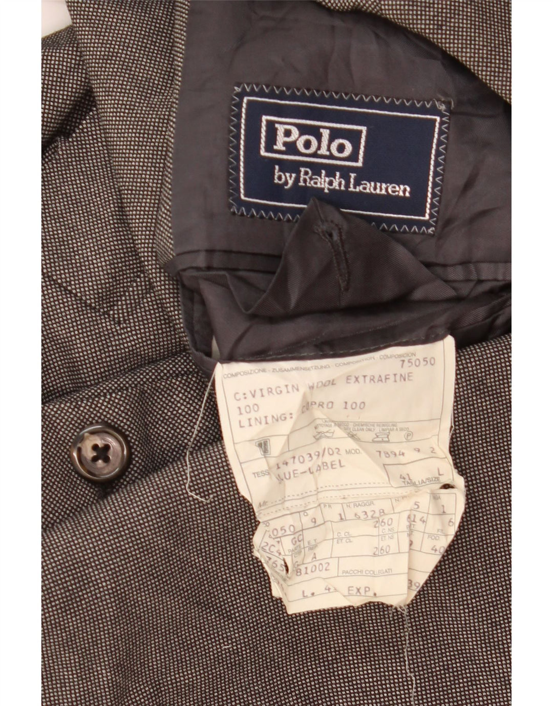 Polo Ralph Lauren Herren-Blazer, lang, mit 3 Knöpfen, UK 41, Größe L, Grau