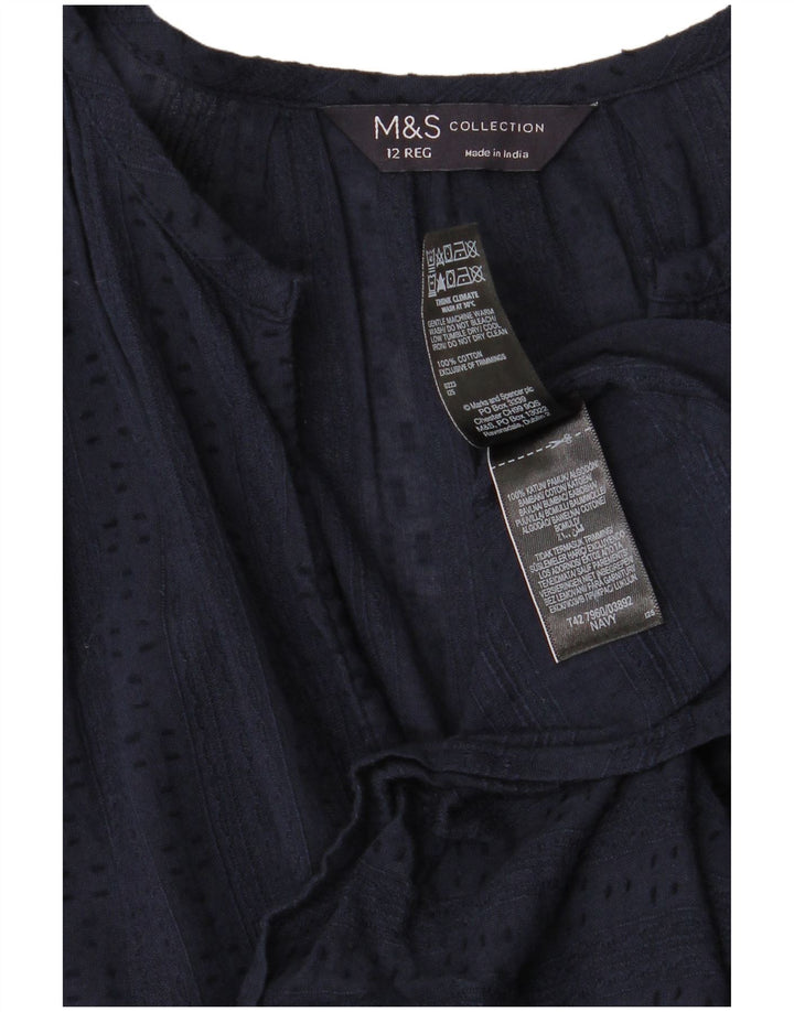 Marks & Spencer Damen-Stufenkleid aus Baumwolle in mittlerer Marineblaugröße UK 12