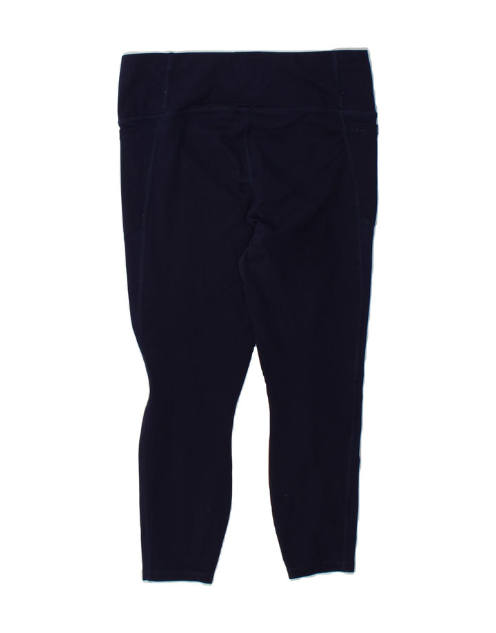 UNDER ARMOUR Womens Leggings UK 16 Large  Navy Blue Polyester Vintage Under Armour and Second-Hand Under Armour from Messina Hembry 