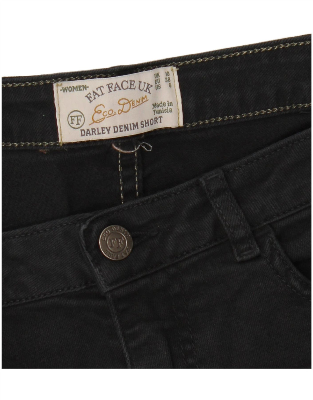 FAT FACE Damen Jeansshorts UK 10 Small W26 Schwarz