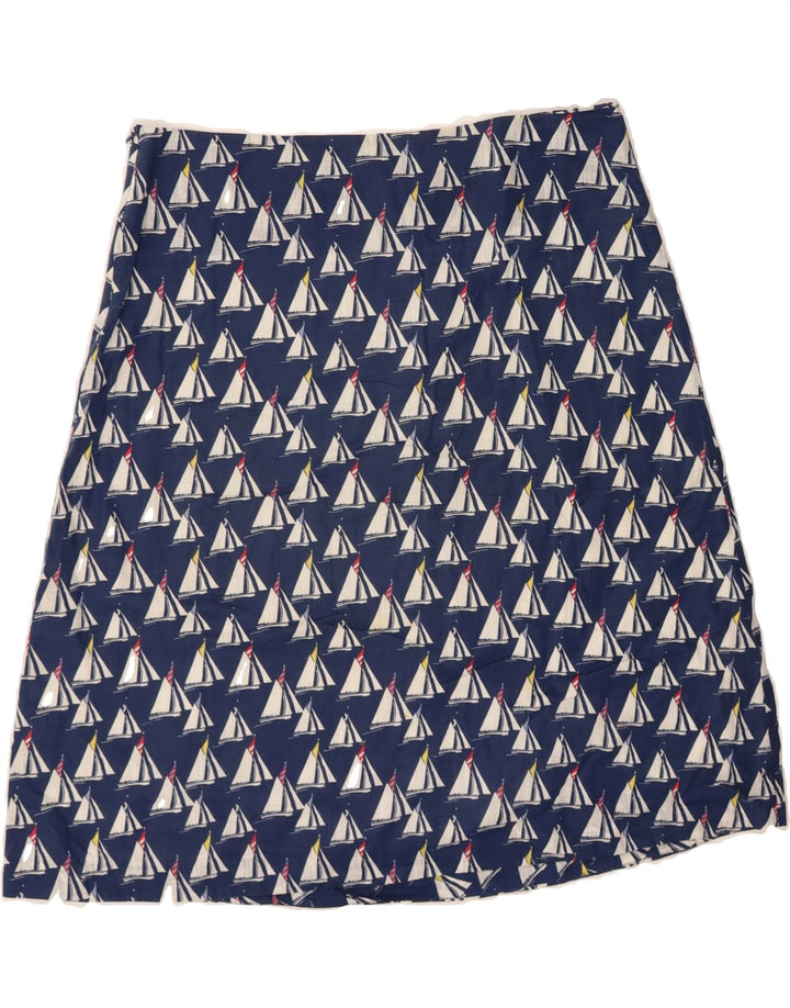 SEASALT Womens Abstract Pattern A-Line Skirt UK 12 Medium W34  Navy Blue Vintage Seasalt and Second-Hand Seasalt from Messina Hembry 