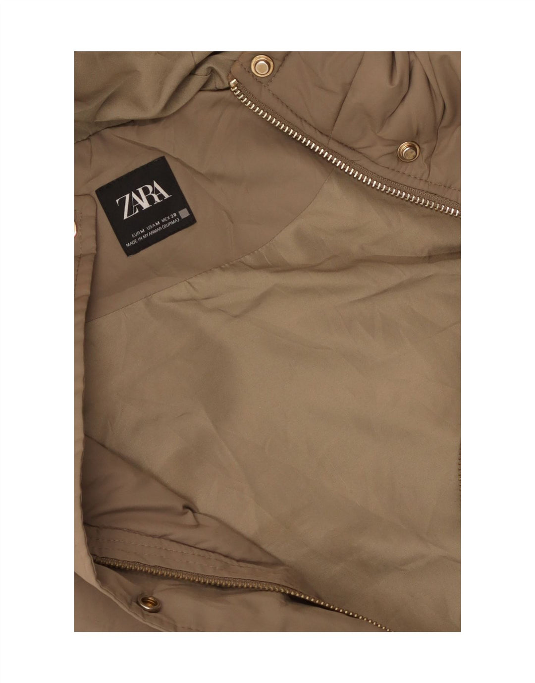 Zara Damen Kapuzenmantel, ärmellos, gepolstert, UK 14, Mittelbeige