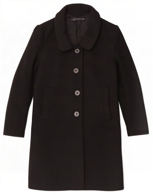 Zara Damen Mantel UK 6 XS Schwarze Wolle
