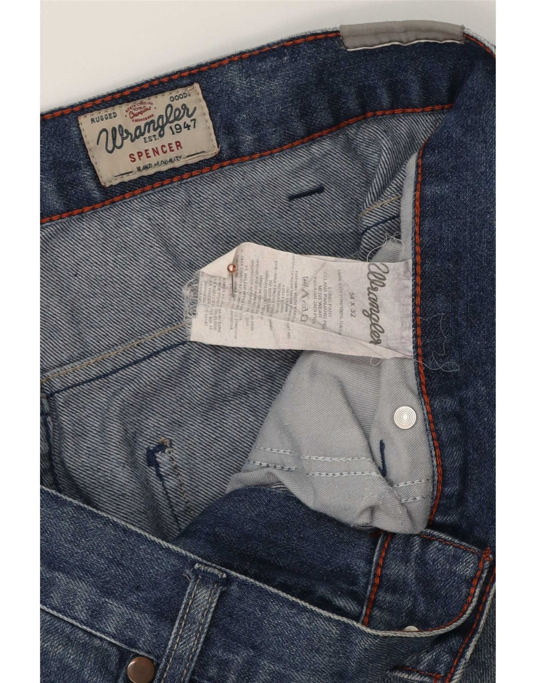 Wrangler Herren Spencer Straight Jeans W34 L32 Blaue Baumwolle