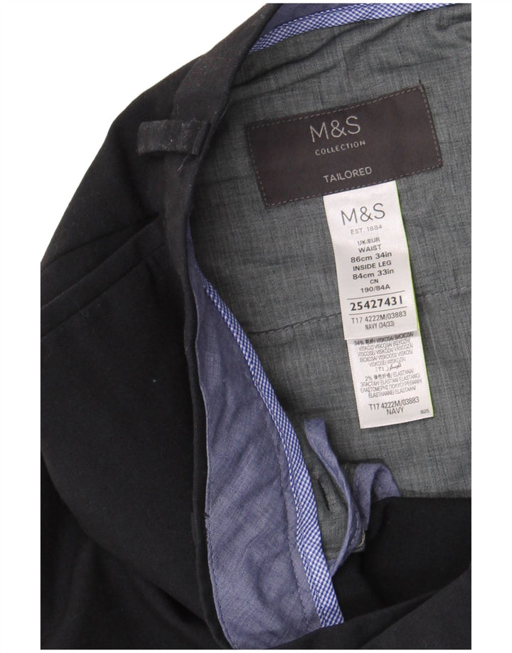 Marks & Spencer Maßgeschneiderte, gerade Anzughose für Herren, W34 L33, Marineblau