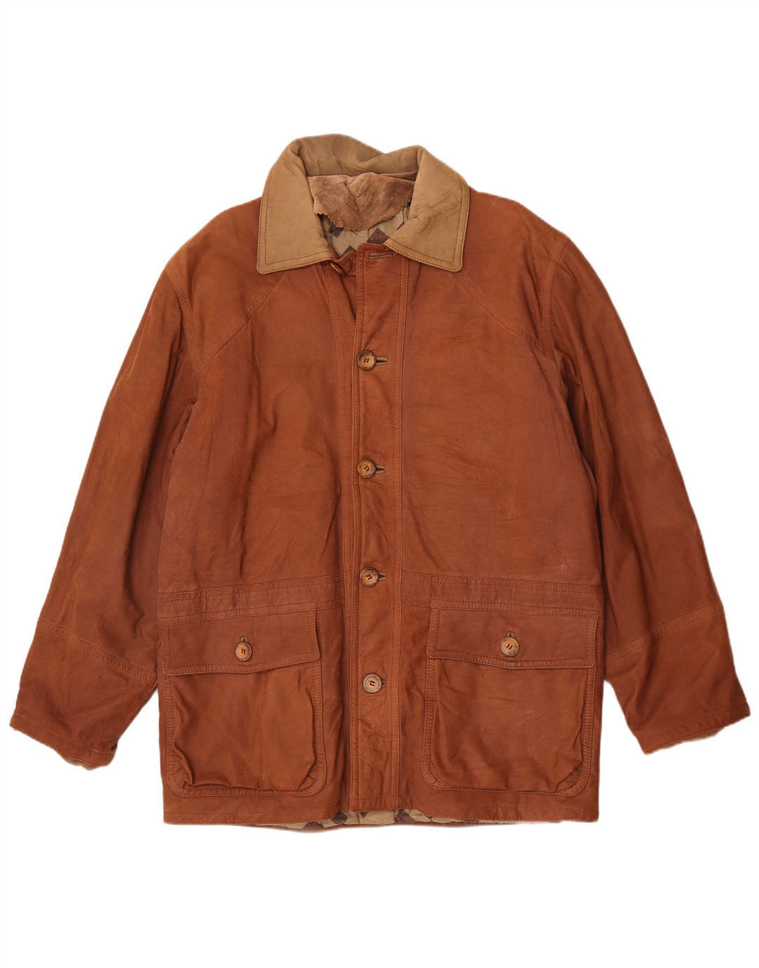 Vintage Herren Lederjacke IT 50 Large Brown Colourblock