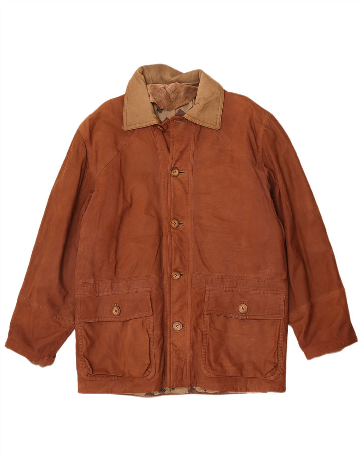 Vintage Herren Lederjacke IT 50 Large Brown Colourblock