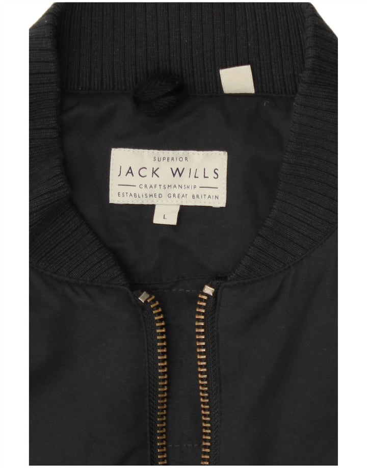 Jack Wills Herren Bomberjacke UK 40 Große schwarze Baumwolle