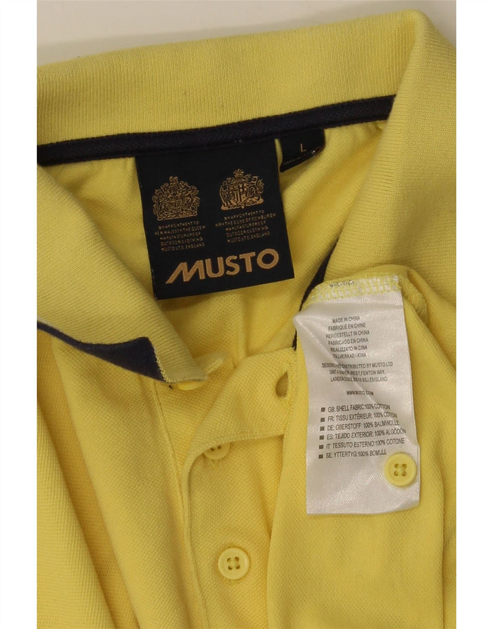 MUSTO Herren-Poloshirt, groß, gelbe Baumwolle